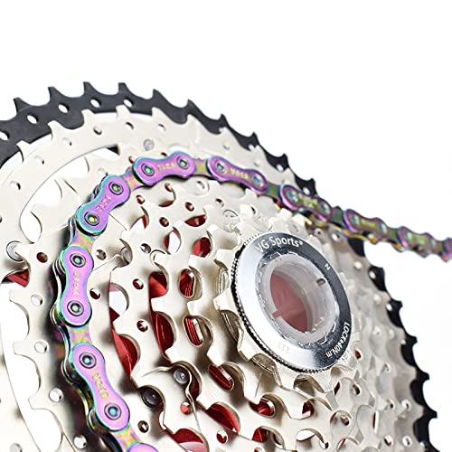 VG Sports 12 Speed Bike Chain,Full Hollow Ultra Light Bicycle Chain Suitable for Moutanin Bike Road Bike,1/2 x 11/128 Inch,126Links, Silver/Rainbow/Titanium - Image 3