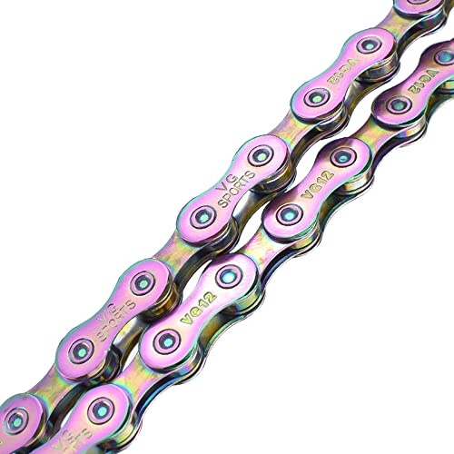 VG Sports 12 Speed Bike Chain,Full Hollow Ultra Light Bicycle Chain Suitable for Moutanin Bike Road Bike,1/2 x 11/128 Inch,126Links, Silver/Rainbow/Titanium - Image 4