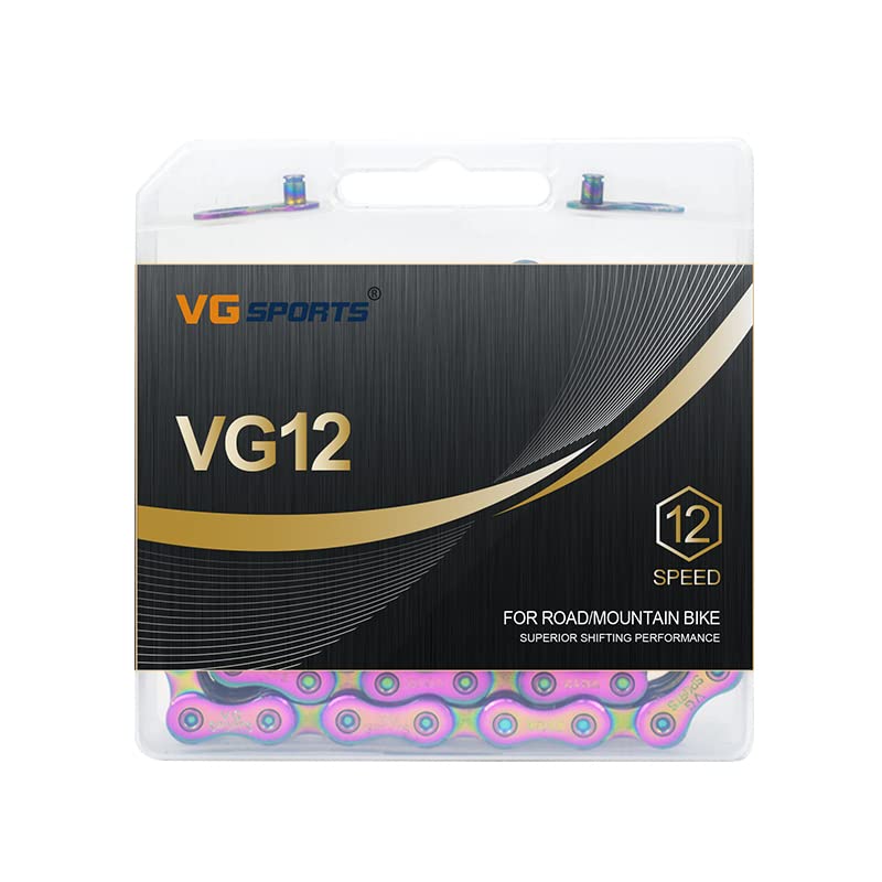 VG Sports 12 Speed Bike Chain,Full Hollow Ultra Light Bicycle Chain Suitable for Moutanin Bike Road Bike,1/2 x 11/128 Inch,126Links, Silver/Rainbow/Titanium - Image 5