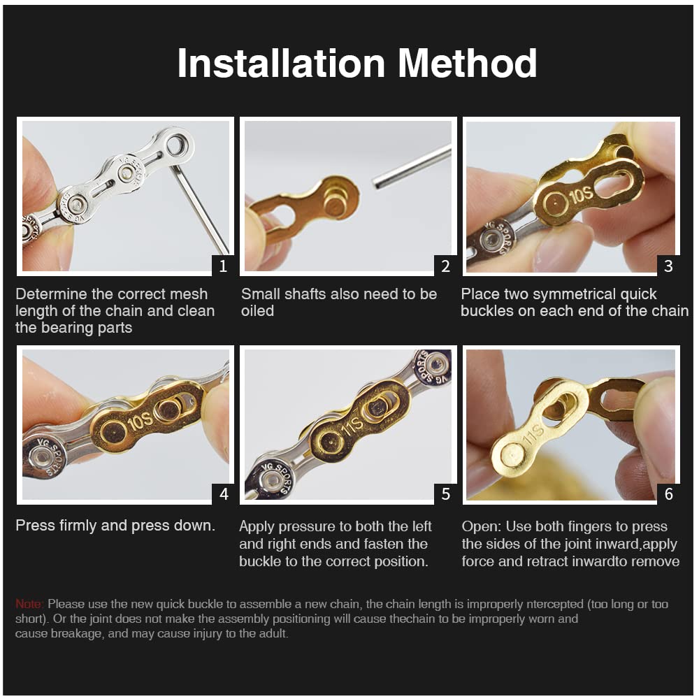 VG SPORTS 4 Pairs Bicycle Missing Link 1/6/7/8/9/10/11/12 Speed Chain Reusable Steel Bike Chain Link - Image 5