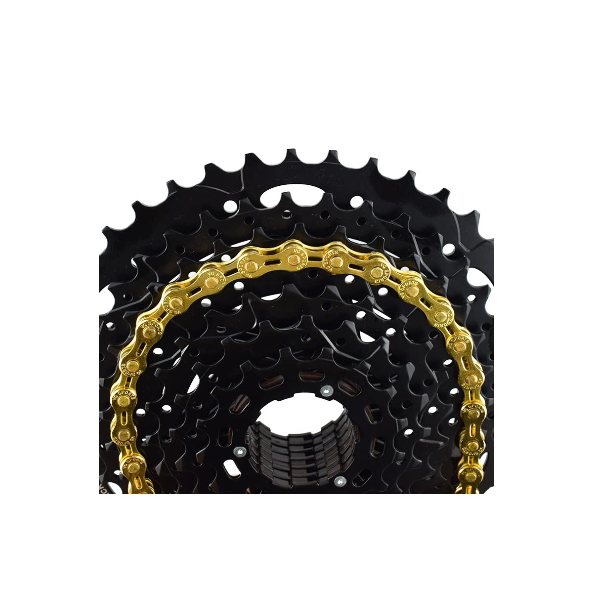 VG SPORTS 6/7/8/9/10/11 Speed Bike Chains,Half Hollow/Full Hollow Lightweight Bicycle Chains for Road Bike/MTB/BMX,Silver/Gold/Titanium/Rainbow 116 Links with Missing Link - Image 5