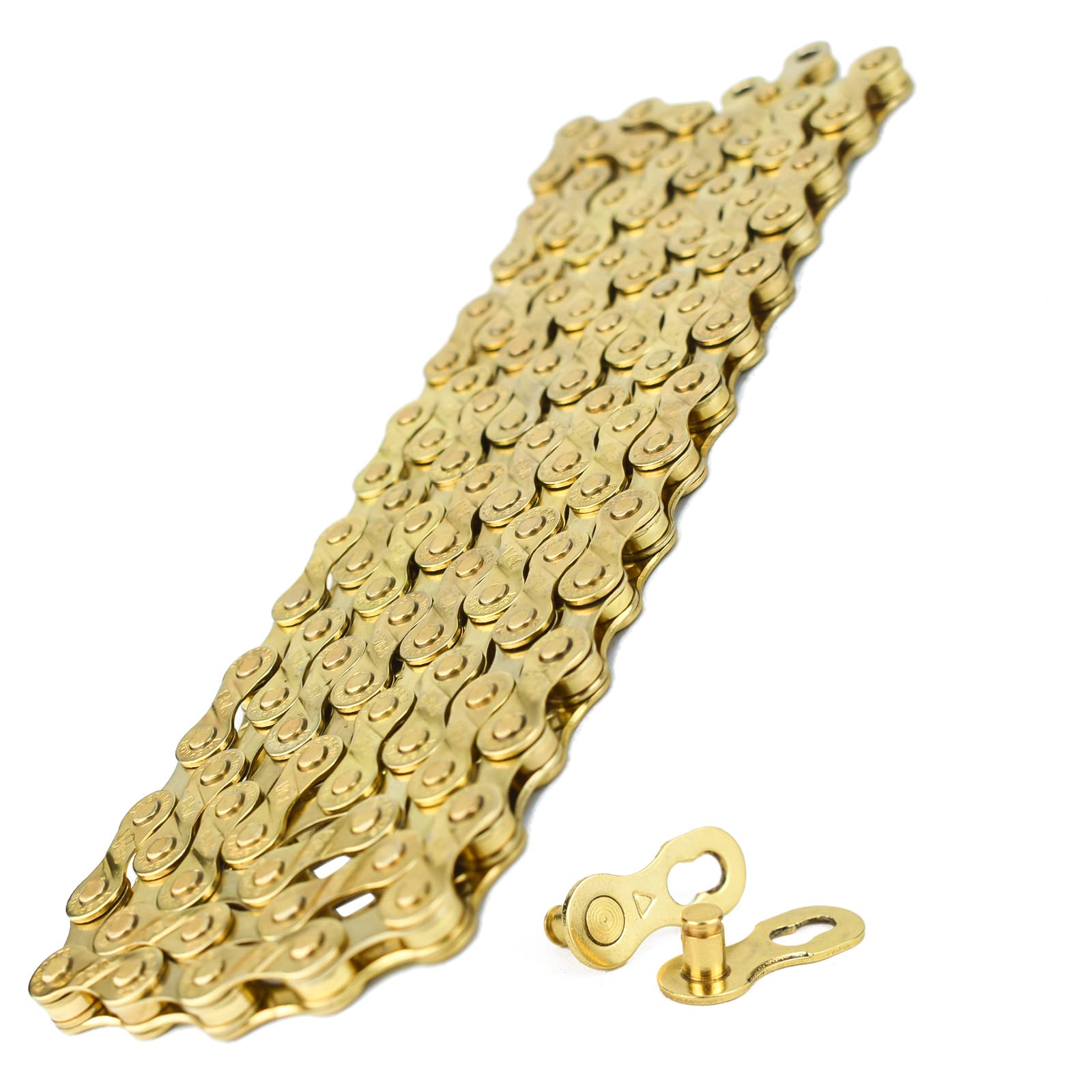 VG SPORTS 6/7/8/9/10/11 Speed Bike Chains,Half Hollow/Full Hollow Lightweight Bicycle Chains for Road Bike/MTB/BMX,Silver/Gold/Titanium/Rainbow 116 Links with Missing Link - Image 3