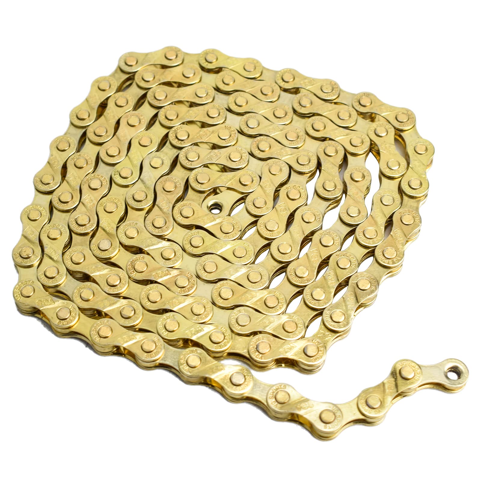 VG SPORTS 6/7/8/9/10/11 Speed Bike Chains,Half Hollow/Full Hollow Lightweight Bicycle Chains for Road Bike/MTB/BMX,Silver/Gold/Titanium/Rainbow 116 Links with Missing Link - Image 5