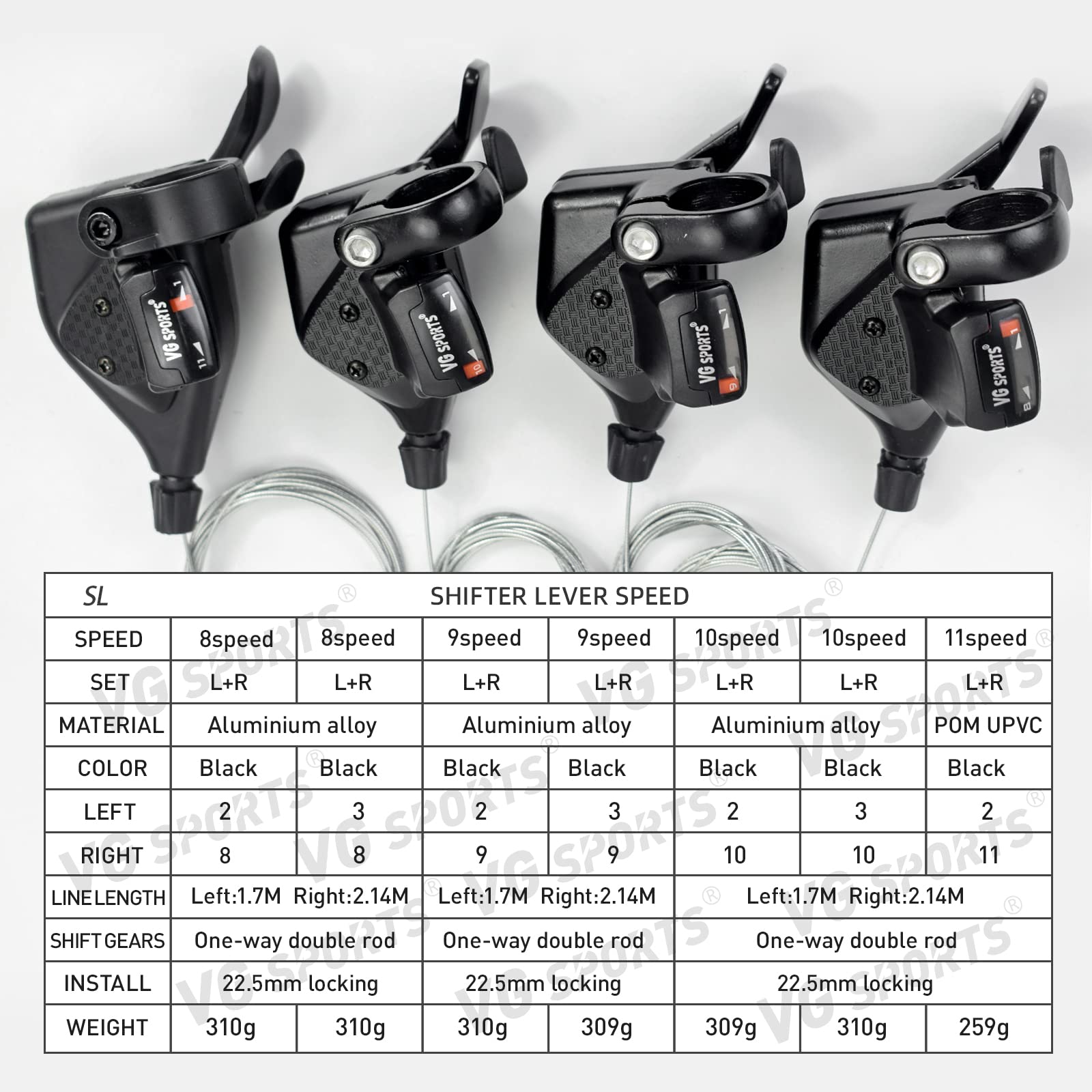VG SPORTS MTB Bike Shifter Levers, 2/3 x 8/9/10/11 Speed Mountain Bike shifters Set with Gear Indicator - Image 5
